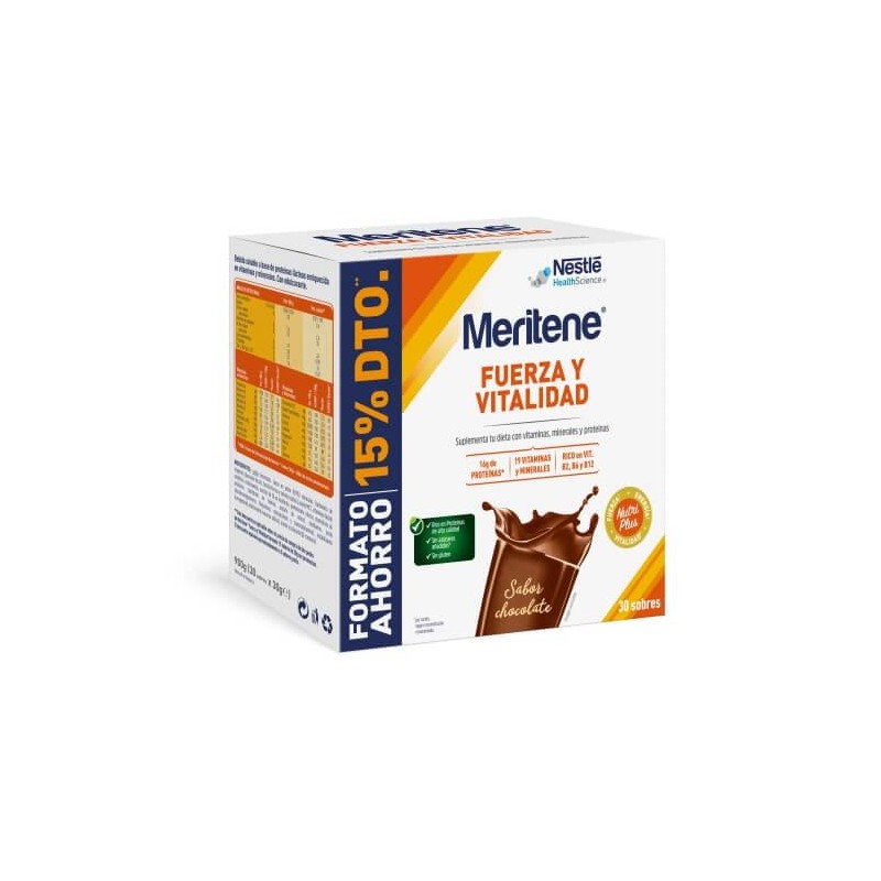 Meritene chocolate  fuerza y vitalidad 30 sobres