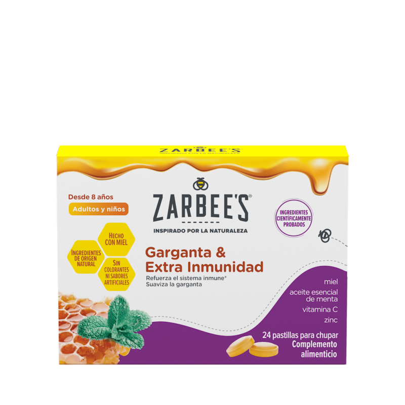 ZARBEES Pastillas para chupar Garganta & Extra Inmunidad 24 pastillas