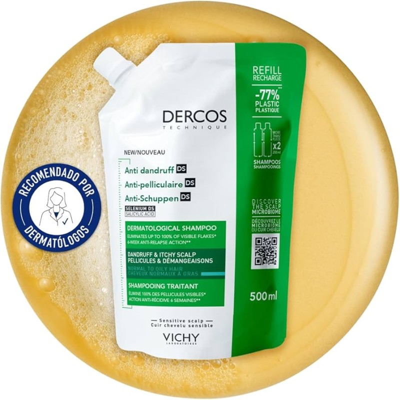 Vichy Dercos Recarga Champú Anticaspa Cabello Graso 390 ml