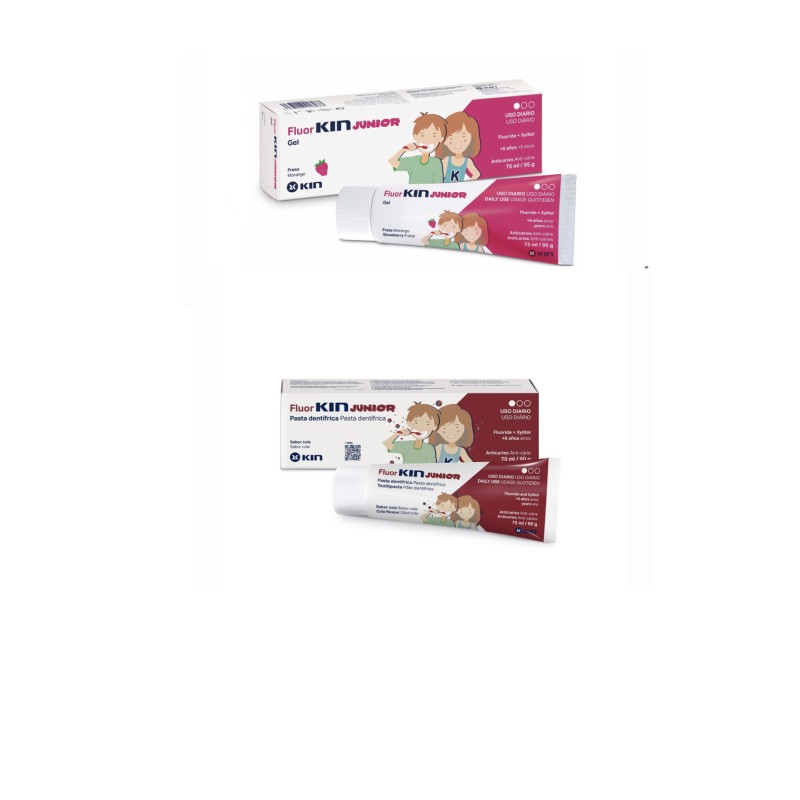FLUORKIN junior pasta y gel sabor cola y fresa  75 ml