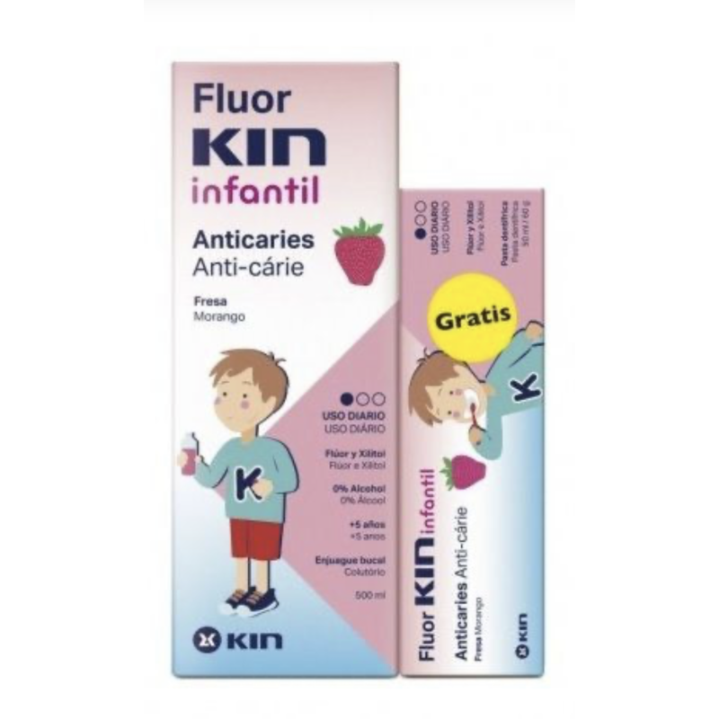 FLUORKIN INFANTIL ENJUAGUE BUCAL 500ml + Pasta de dientes 50 ml