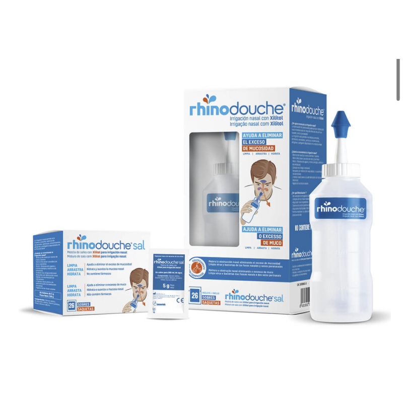 RHINODOUCHE irrigador nasal 500 ml + 26 sobres sal 5g